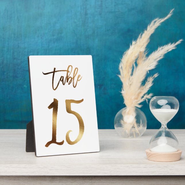 Plaque Photo Numéro de table Gold faux chic 15 (Côté)