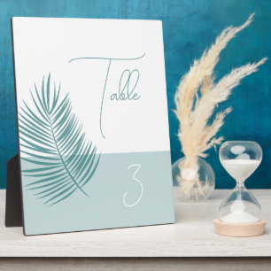 Plaque Photo Numéro de table Palms Aqua • Panneau moderne de st