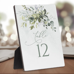 Plaque Photo Numéro de tableau Vert Aquarelle Mariage Easel