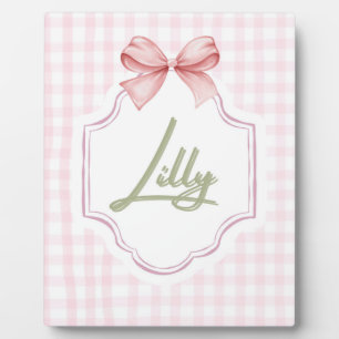 Plaque Photo Nurserie personnalisée pour bébé fille avec nœud e
