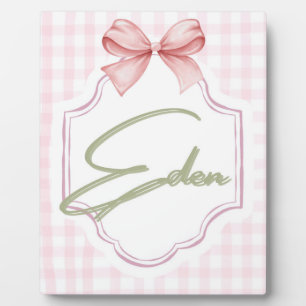 Plaque Photo Nurserie personnalisée pour bébé fille Eden Ruban