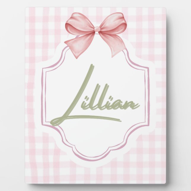 Plaque Photo Nurserie personnalisée pour bébé fille Lillian ave (Devant)