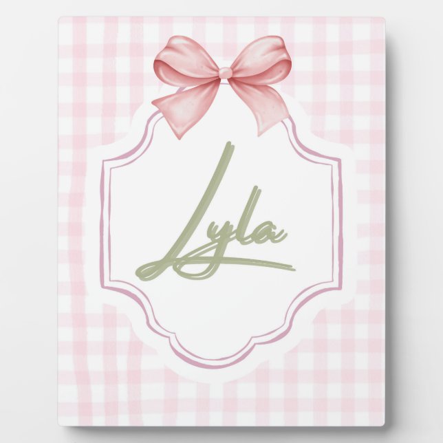 Plaque Photo Nurserie personnalisée pour bébé fille Lyla avec r (Devant)