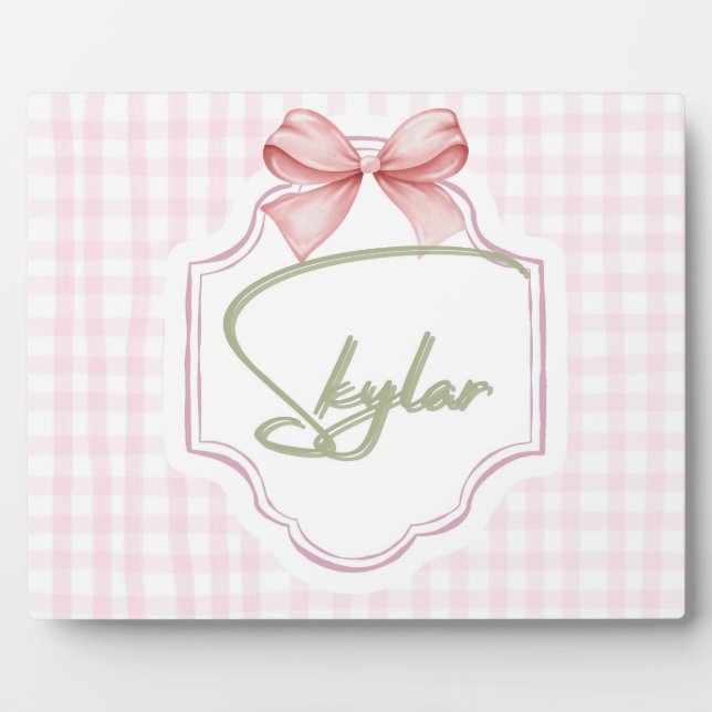 Plaque Photo Nurserie personnalisée pour bébé fille Skylar avec (Devant)