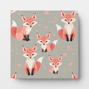 Plaque Photo Nursery Bébé Renard Rose Motif Joli Animal de la F