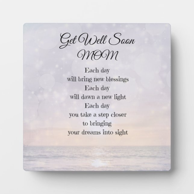 Plaque Photo Obtenez bien Bientôt Maman Poem Art cadeau (Devant)