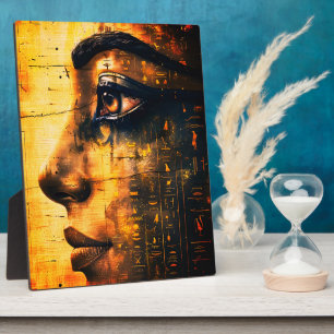 Plaque Photo Œuvre murale du pharaon égyptien doré – Histoire a