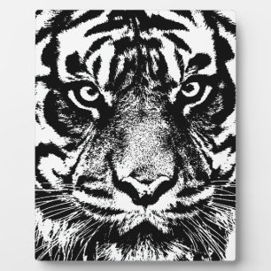 Plaque Photo OEuvre oculaire noir blanc Sumatra Bornéo Tiger