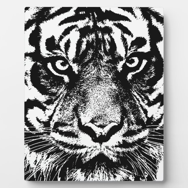 Plaque Photo OEuvre oculaire noir blanc Sumatra Bornéo Tiger (Devant)
