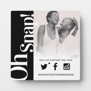 Plaque Photo Oh snap hashtag mariage simple texte gras