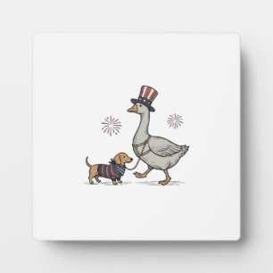 Plaque Photo Oie patriotique et design de chemise vintage tecke