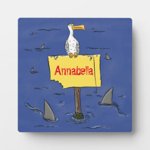 Plaque Photo Oiseau de mer amusant entouré de dessins animés de
