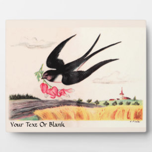 Plaque Photo Oiseau Volant Avec Fleurs