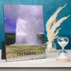 Plaque Photo Old Faithful in Yellowstone National Park