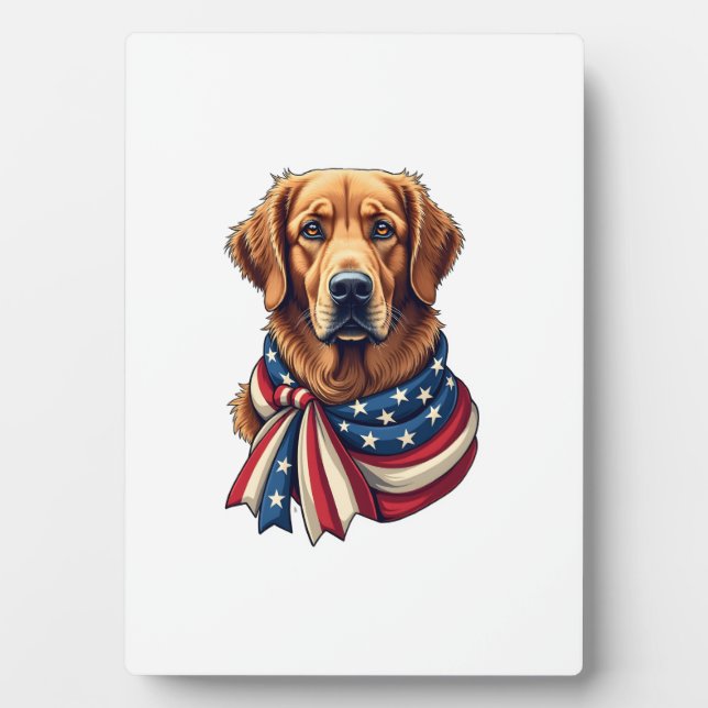 Plaque Photo Old Glory Golden Retriever Vintage Shirt 2 (Devant)