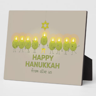 Plaque Photo Olive Hanoukka Menorah