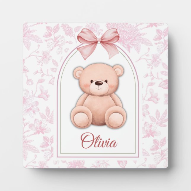 Plaque Photo Olivia | Conception personnalisée d'ours en peluch (Devant)
