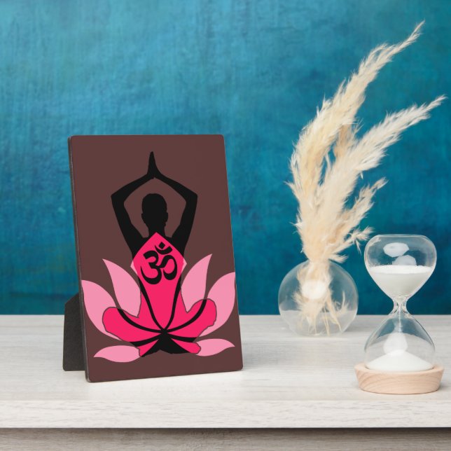Plaque Photo OM Namaste Spirituelle Lotus Fleur Yoga en Ombre (Côté)