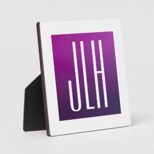 Plaque Photo Ombre Violet & Initiales ou autre Texte Blanc