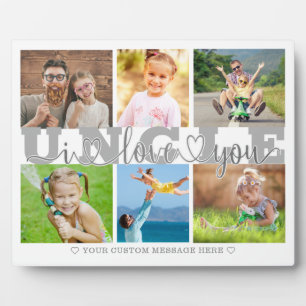 Plaque Photo ONCLE I Love You 6 Photo Collage Gris 8x10