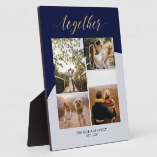 Plaque Photo Or et marine   Ensemble Famille Cadeau photo Colla
