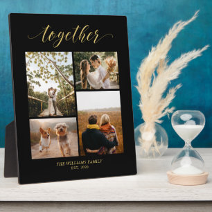 Plaque Photo Or & Noir Ensemble Famille Cadeau Photo Collage