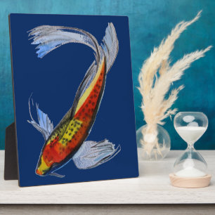Plaque Photo Orange Koi japonais aquarelle carpe art
