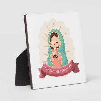 Plaque Photo Our Lady of Guadalupe with ribbon Kawaii Style