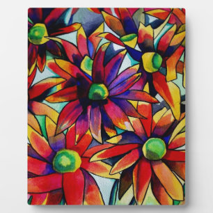 Plaque Photo Paille marguerite art fleur sauvage multicolore