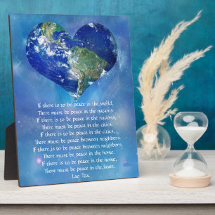 Plaque Photo Paix sur Terre par Lao Tzu