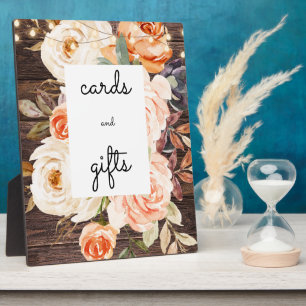 Plaque Photo Panneau Bois Blush Floral Cartes & Cadeaux
