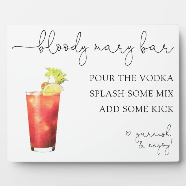 Plaque Photo Panneau boisson Bloody Mary Bar (Devant)