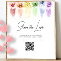 Panneau Code QR Mariage arc-en-ciel