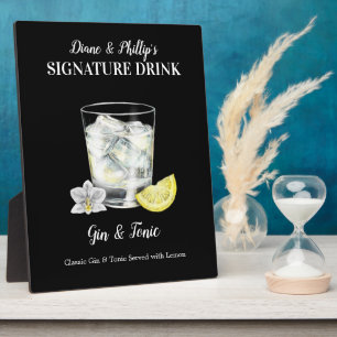 Plaque Photo Panneau de la barre de cocktails Gin et Tonic Sign