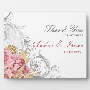 Plaque Photo Panneau de la table de Merci Mariage rose fantaisi