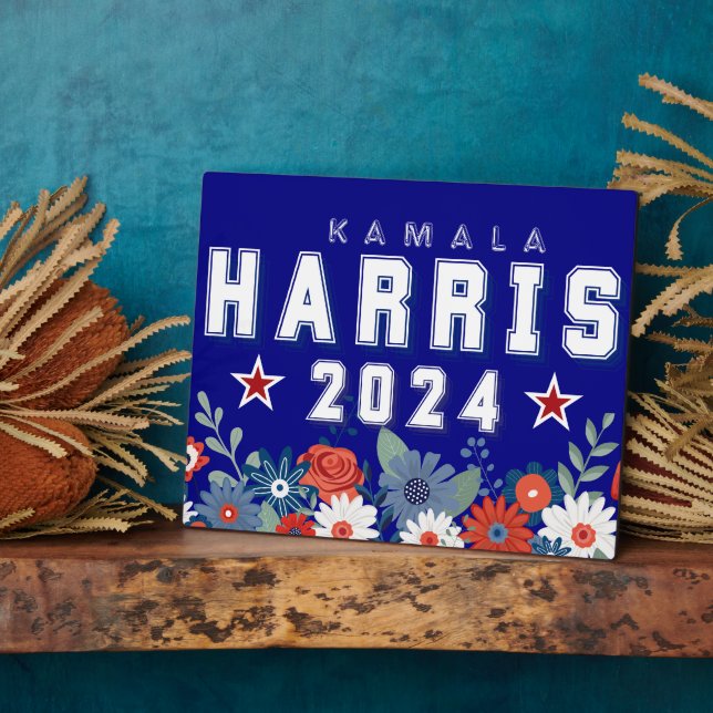 Plaque Photo Panneau de la table électorale florale Harris 2024 (Côté)