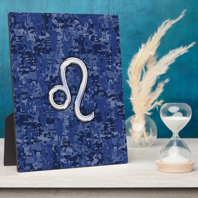 Plaque Photo Panneau Leo Zodiac sur Camouflage numérique bleu (Côté)