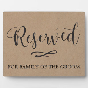 Plaque Photo Panneau Mariage de la calligraphie Kraft réservée