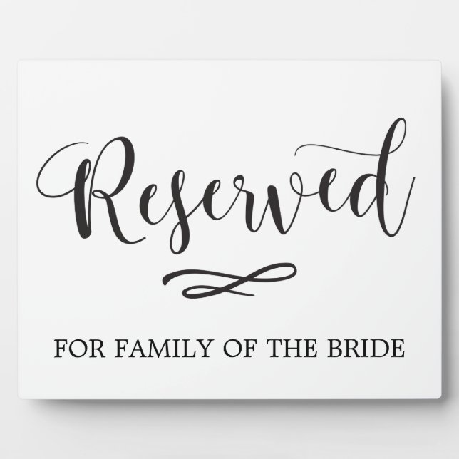 Plaque Photo Panneau Mariage de siège réservé Calligraphie simp (Devant)