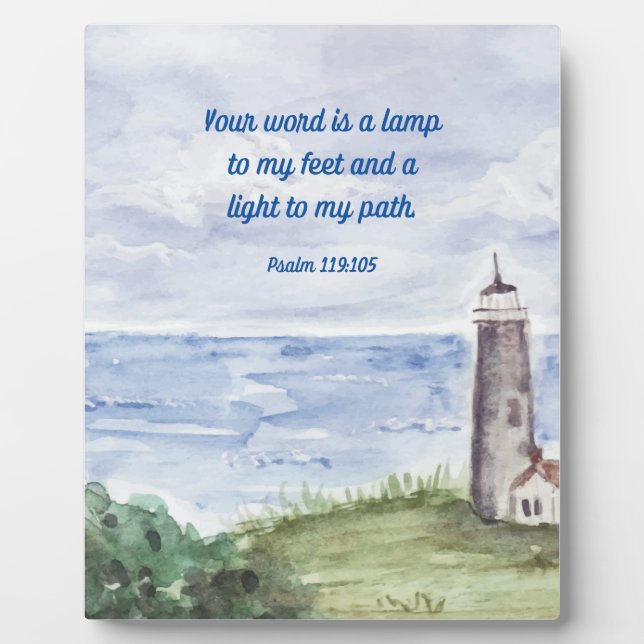 Plaque Photo Panneau Psaume 119 Bible Verse Coastal Lighthouse  (Devant)