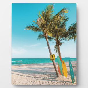 Plaque Photo Panneaux de surf sur la plage lancer oreiller