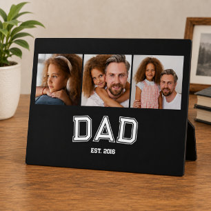 Plaque Photo Papa a établi Élégant 3 Cadeaux Photo Noir