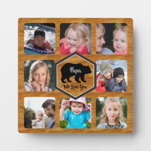 Plaque Photo Papa Bear Photo Collage Faux Wood