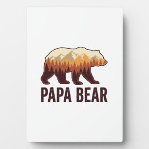 Plaque Photo Papa Bear silhouette ours vintage forêt T-Shirt_1
