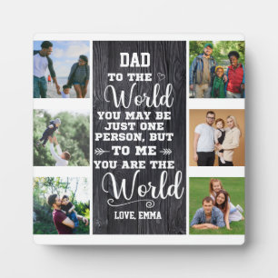 Plaque Photo Papa To Me You Are The World Custom 6 Photo Collag
