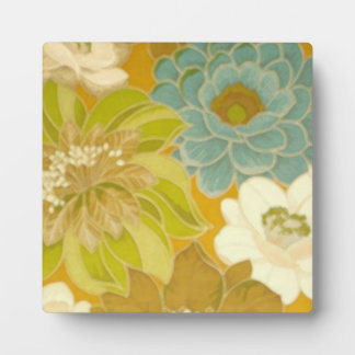 Plaque Photo Papier peint vintage Floral, Turquoise Vert & Brow