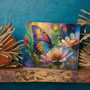 Plaque Photo Papillon coloré et Fleurs sauvages à Sunrise