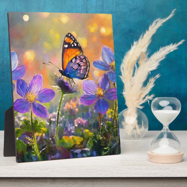 Plaque Photo Papillon minuscule sur les Fleurs sauvages au leve (Côté)