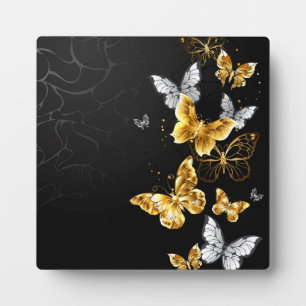 Plaque Photo Papillons blancs et dorés