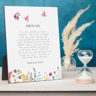 Plaque Photo Papillons blancs et prière Fleur sauvage pour enfa